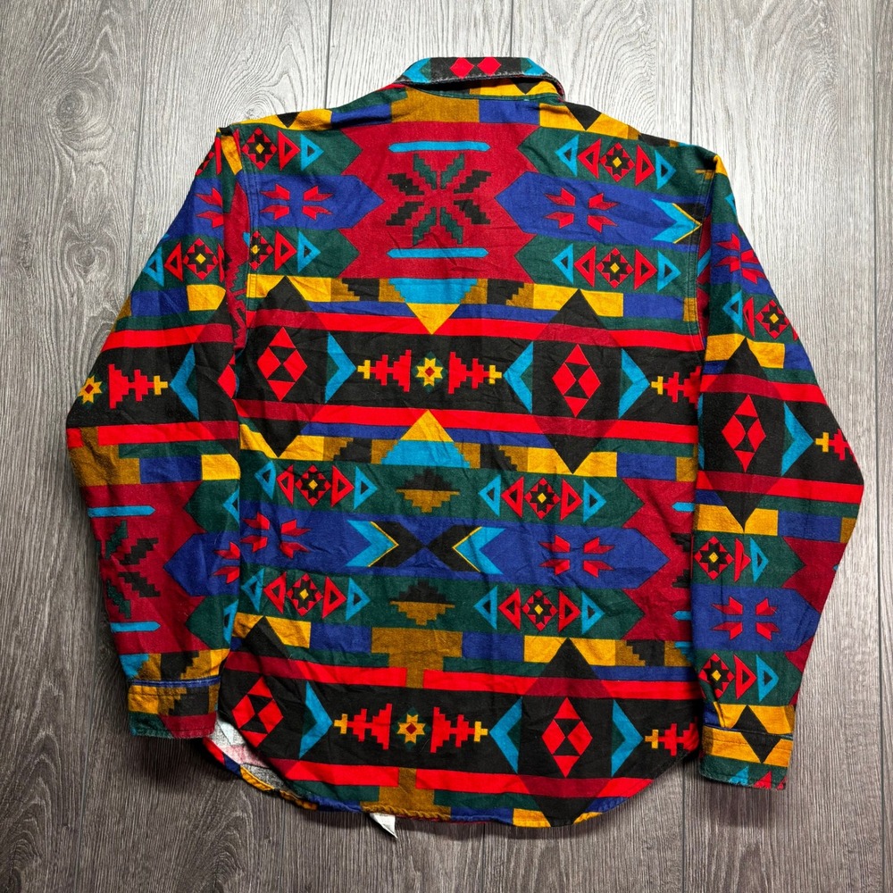 Vintage Woolrich Mens XL Southwestern Aztec Flannel Shirt Made USA Multi Color - Picture 6 of 9